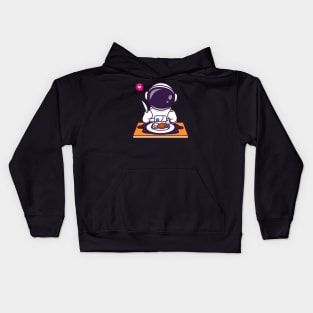 Cute Astronaut Eating Fried Chicken On Space Cartoon Kids Hoodie